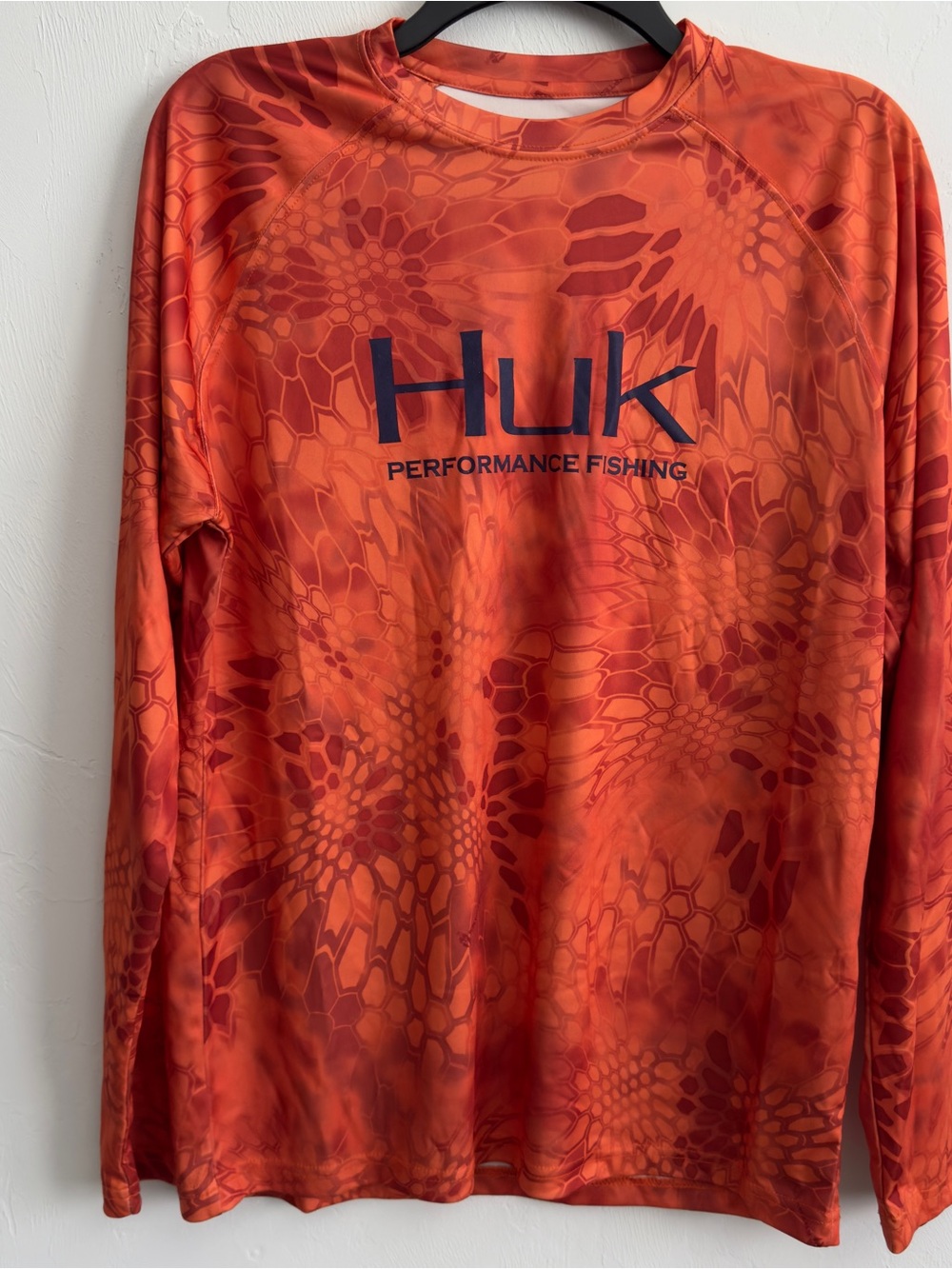 HUK Icon Kryptex Long Sleeve Fishing Shirt S Orange - Picture 3 of 7
